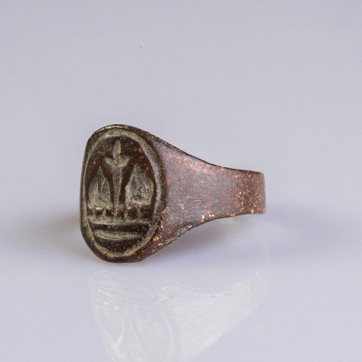 Medieval Bronze Seal Ring 'Laurinus' (14th-15th c. AD) EU 54/US 6.75