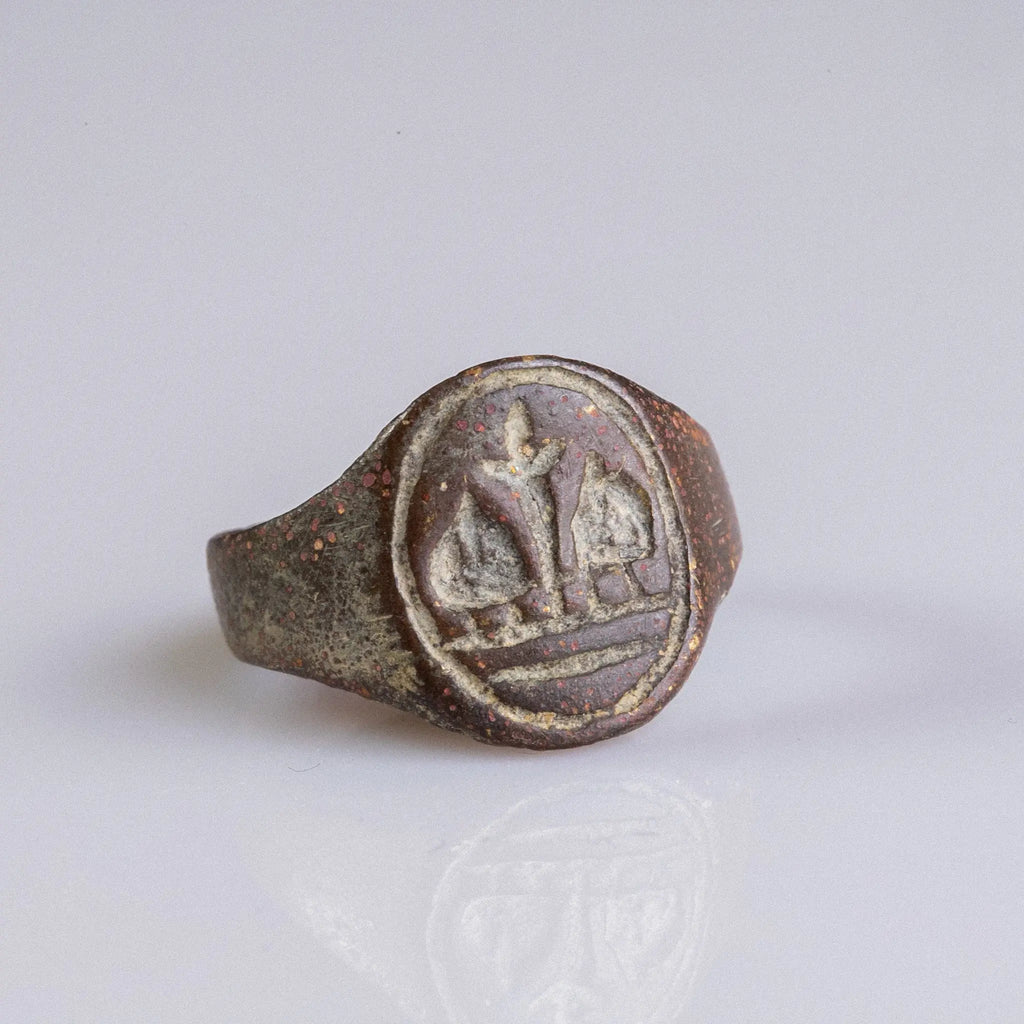 Medieval Bronze Seal Ring – “Laurinus” (14th–15th c. AD) – EU 54 / US 6.75 Aurora Antiqua