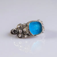 Early Medieval Silver Ring with Blue Glass Inlay – “Nadir” (9th–13th c. AD) – EU 59 / US 8.75 Aurora Antiqua
