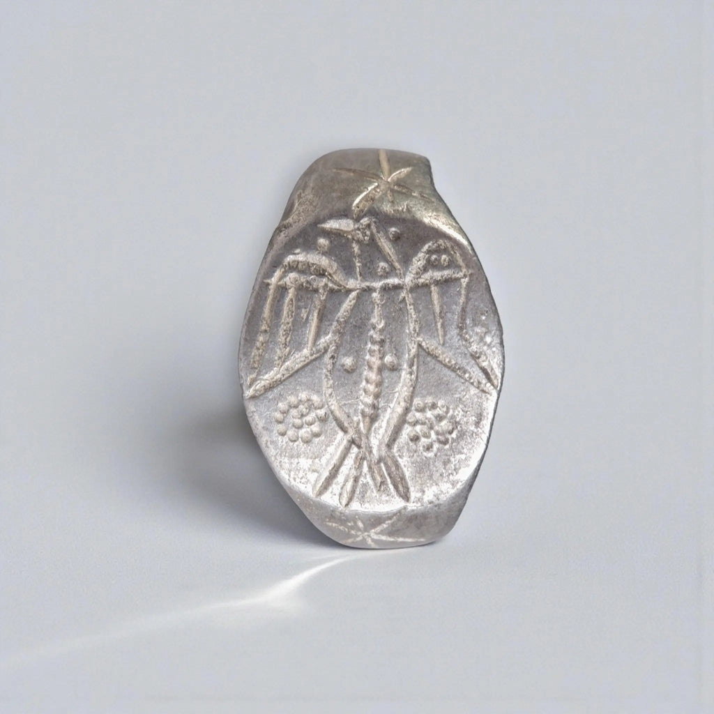 Medieval Silver Ring with Eagle Motif – “Hadric” (13th–15th c. AD) – EU 59 / US 8.75 Aurora Antiqua