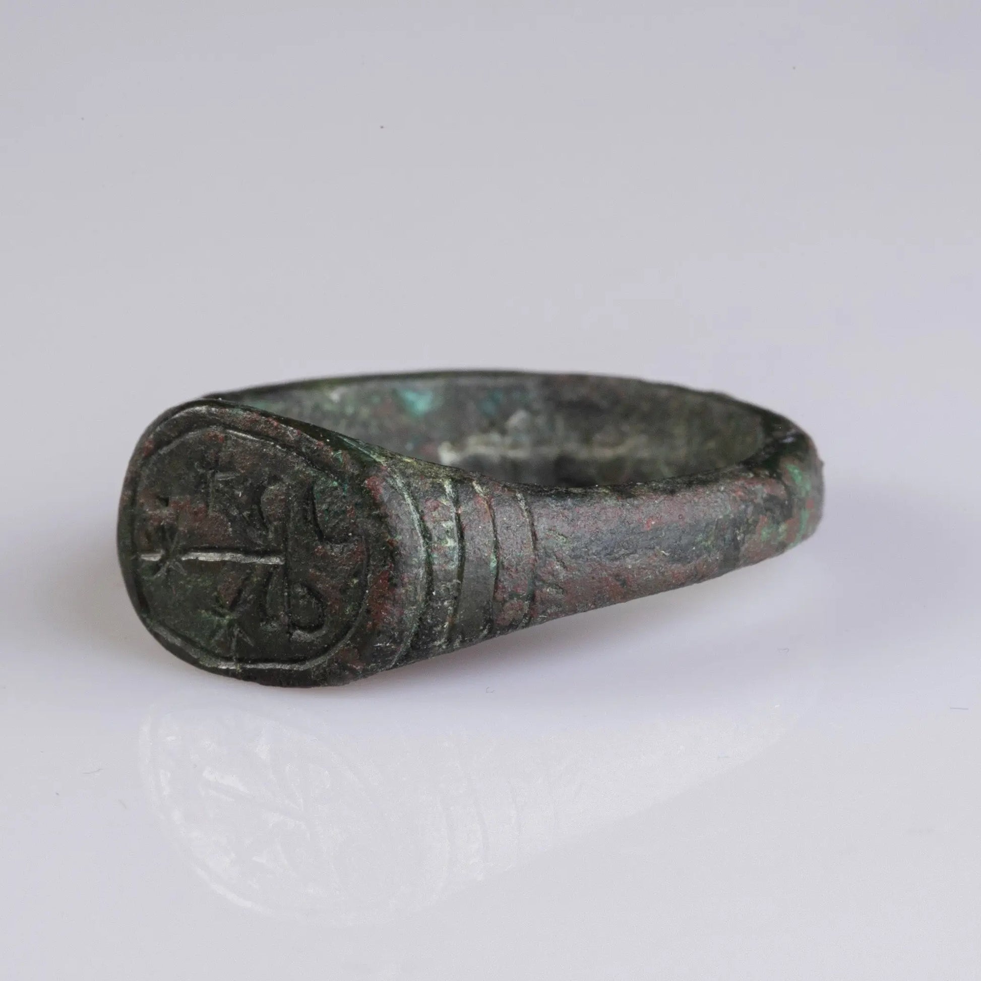 Late Medieval Bronze Signet Ring with Christian Motif – “Osman” (14th–16th c. AD) – EU 76 / US 15.5 Aurora Antiqua