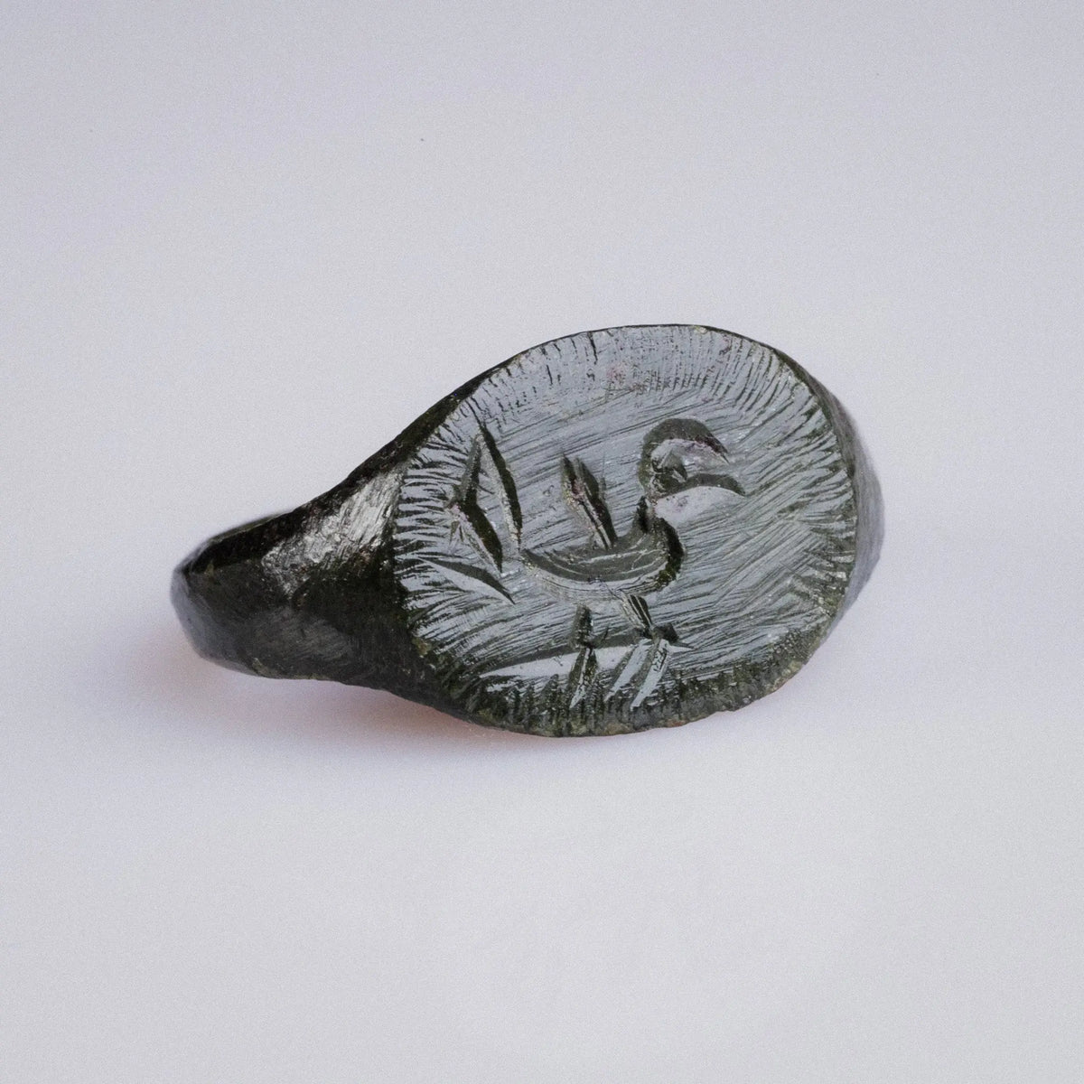 Medieval Bronze Signet Ring 'Eadric' (12th-15th c. AD) EU 51/US 5.75