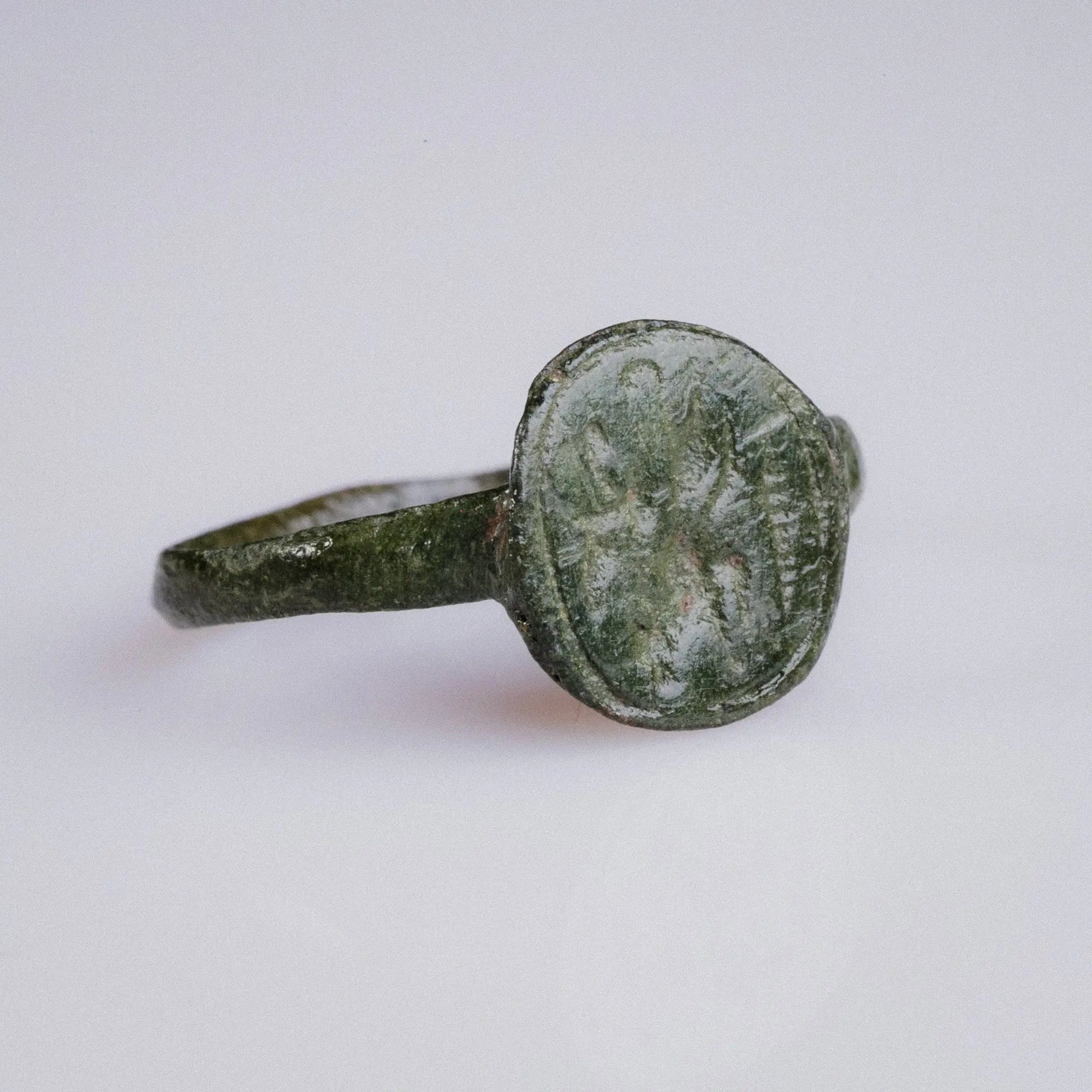Medieval European Bronze Signet Ring with Bird Motif – “Osbert” (12th–15th c. AD) – EU 52 / US 6.25 Aurora Antiqua