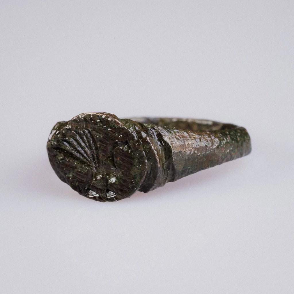 Medieval European Bronze Signet Ring with Bird Motif – “Alard” (12th–15th c. AD) – EU 52 / US 6.25 Aurora Antiqua