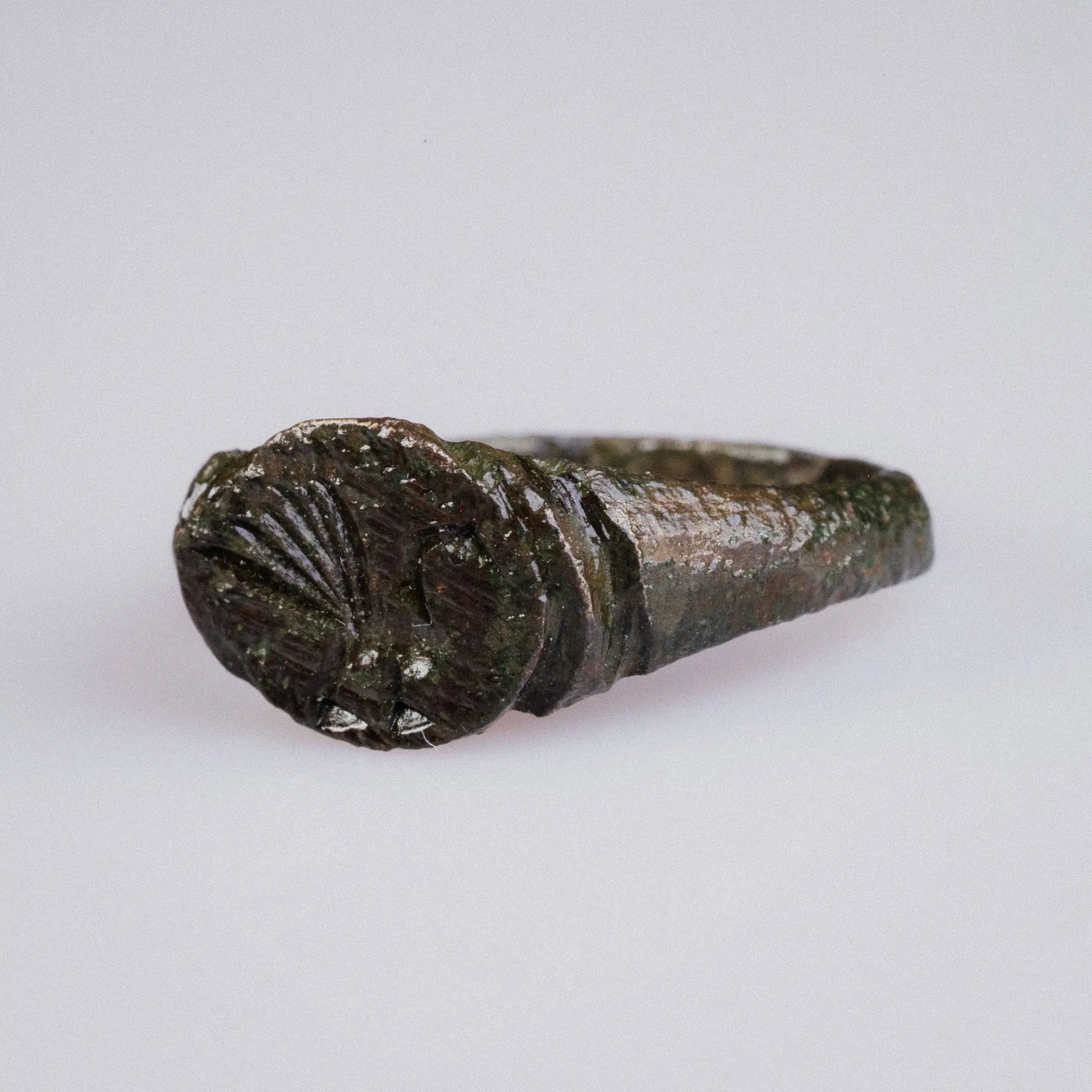 Medieval European Bronze Signet Ring with Bird Motif – “Alard” (12th–15th c. AD) – EU 52 / US 6.25 Aurora Antiqua