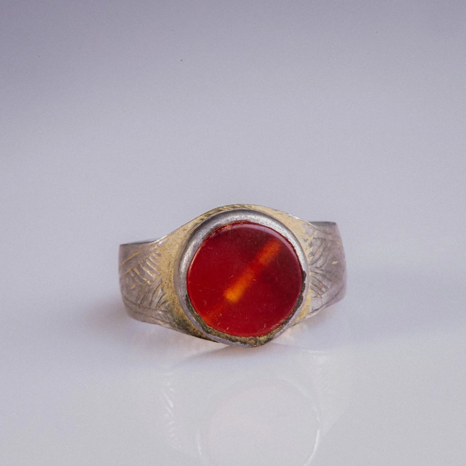 Byzantine Silver Ring with Carnelian Cabochon – “Nikephoros” (9th–10th c. CE) – EU 59 / US 8.75 Aurora Antiqua