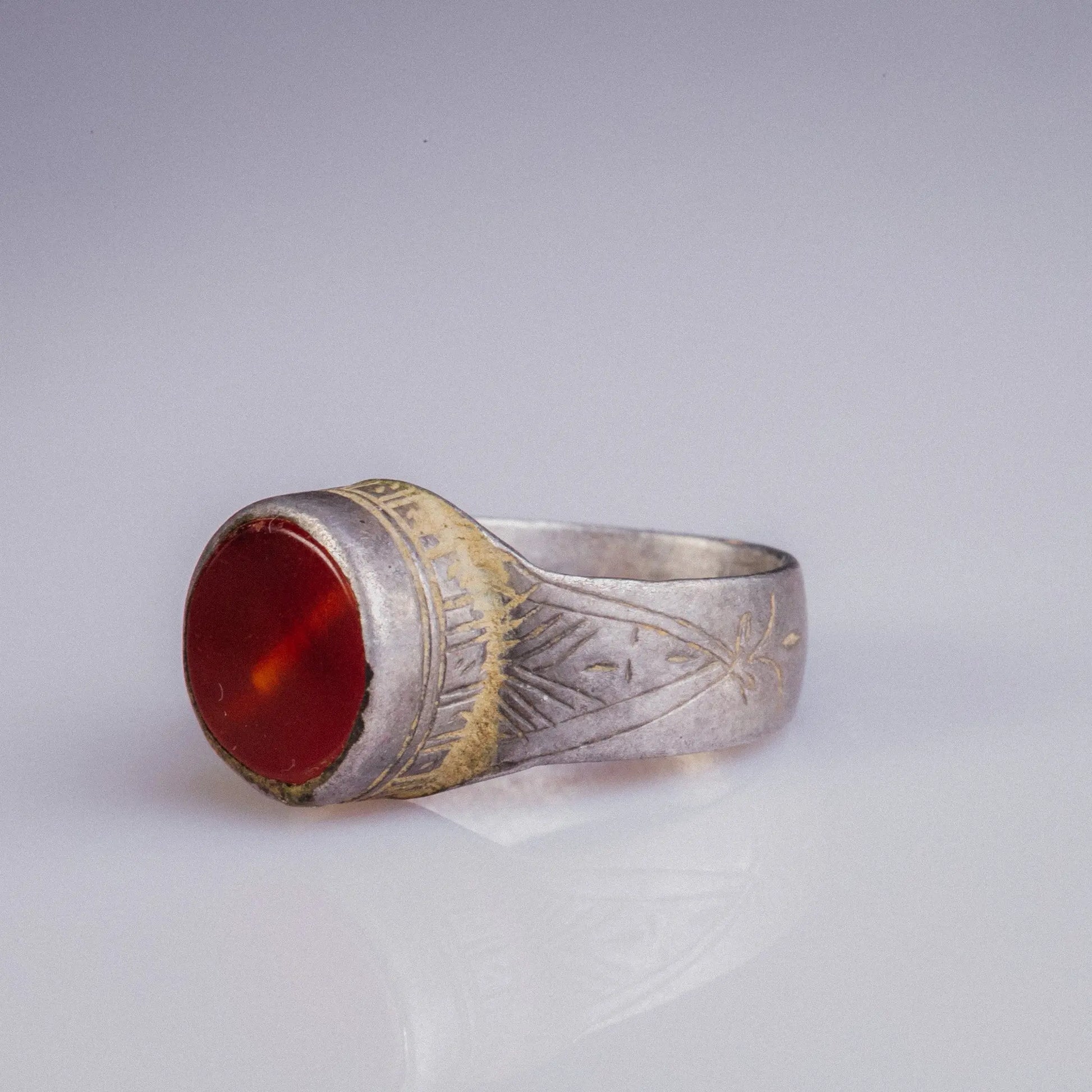 Byzantine Silver Ring with Carnelian Cabochon – “Nikephoros” (9th–10th c. CE) – EU 59 / US 8.75 Aurora Antiqua
