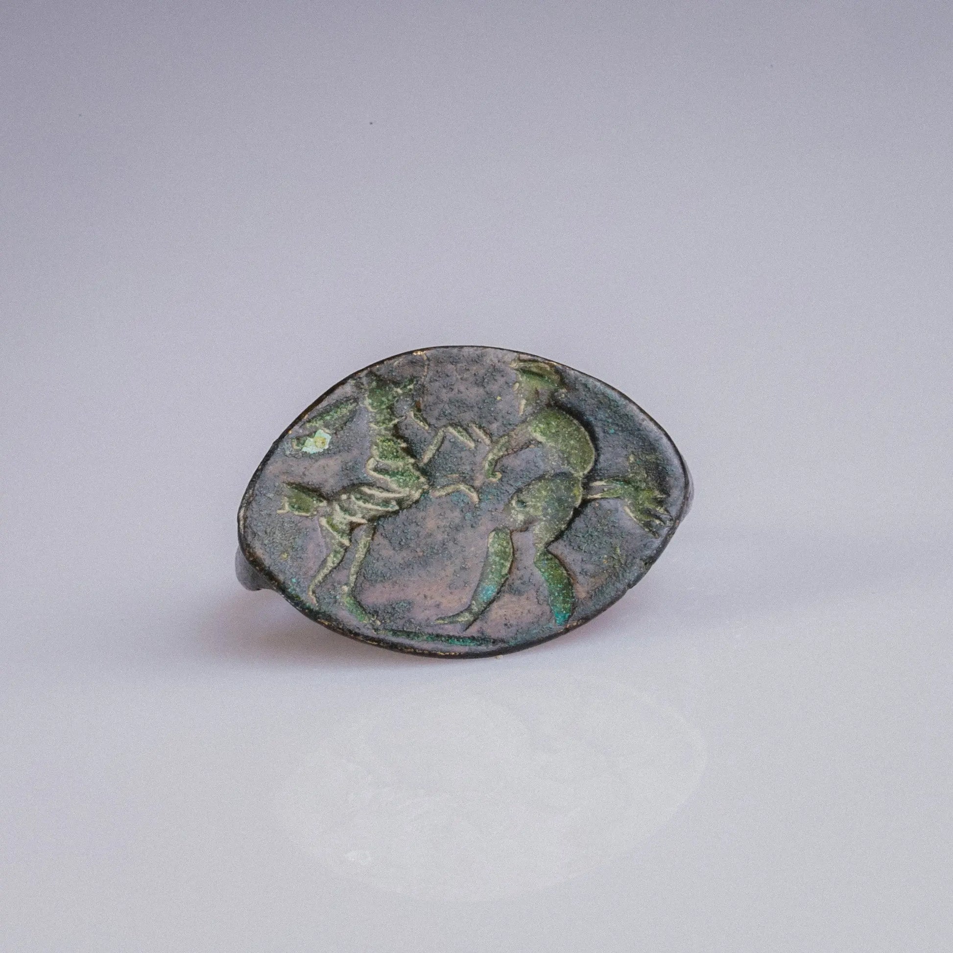 Roman Provincial Bronze Seal Ring with Horse and Figure – “Equus” (1st BCE–2nd CE) – EU 55 / US 7.25 Aurora Antiqua