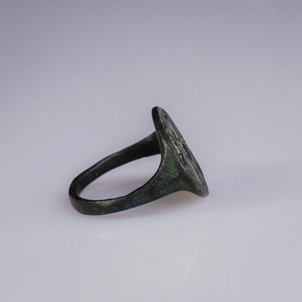 Roman Provincial Bronze Seal Ring with Horse and Figure – “Equus” (1st BCE–2nd CE) – EU 55 / US 7.25 Aurora Antiqua