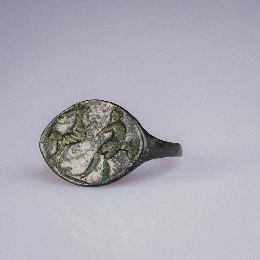 Roman Provincial Bronze Seal Ring with Horse and Figure – “Equus” (1st BCE–2nd CE) – EU 55 / US 7.25 Aurora Antiqua