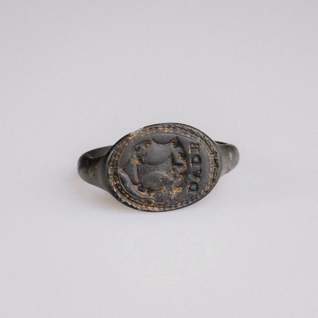 Renaissance Bronze Heraldic Signet Ring – “Valerius” (16th CE) – EU 59 / US 8.75