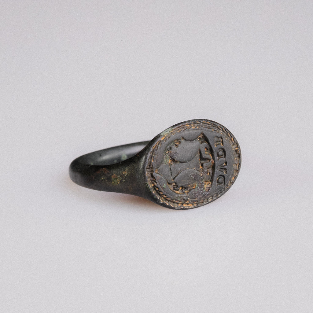 Renaissance Bronze Heraldic Signet Ring – “Valerius” (16th CE) – EU 59 / US 8.75