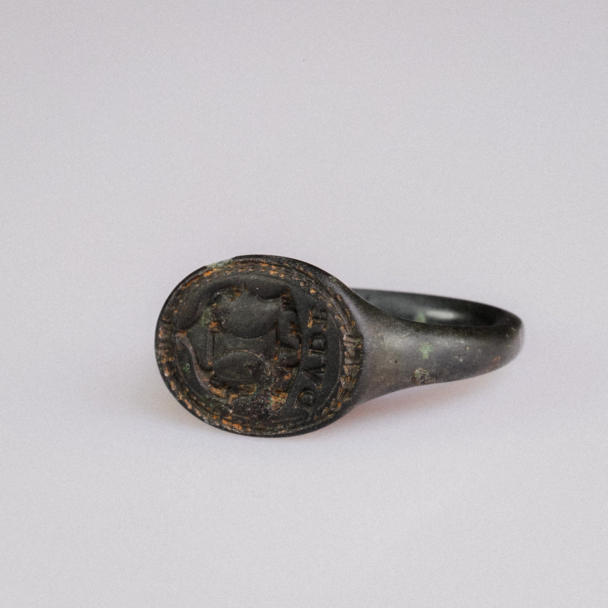 Renaissance Bronze Heraldic Signet Ring – “Valerius” (16th CE) – EU 59 / US 8.75