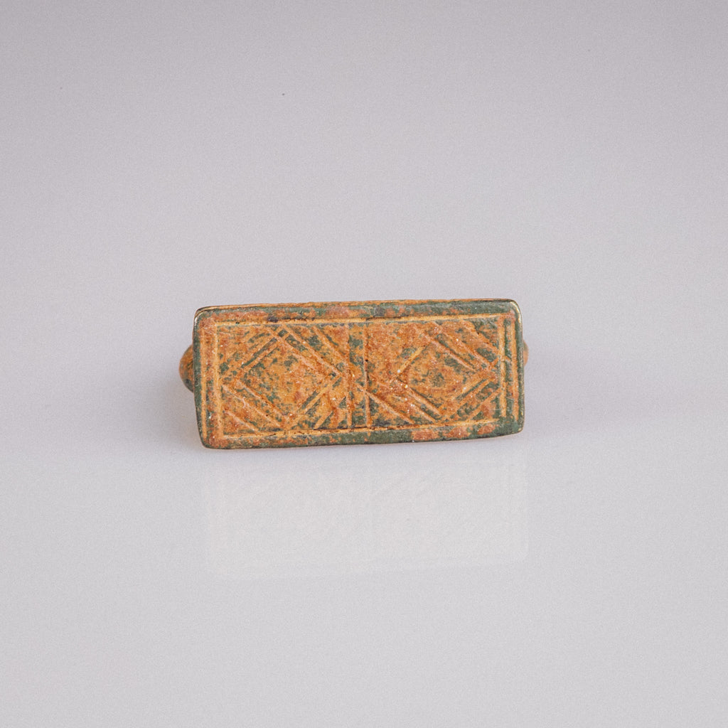 Medieval Bronze Military Seal Ring with Geometric Bezel – “Fortis” (11th–13th CE) – EU 57 / US 8