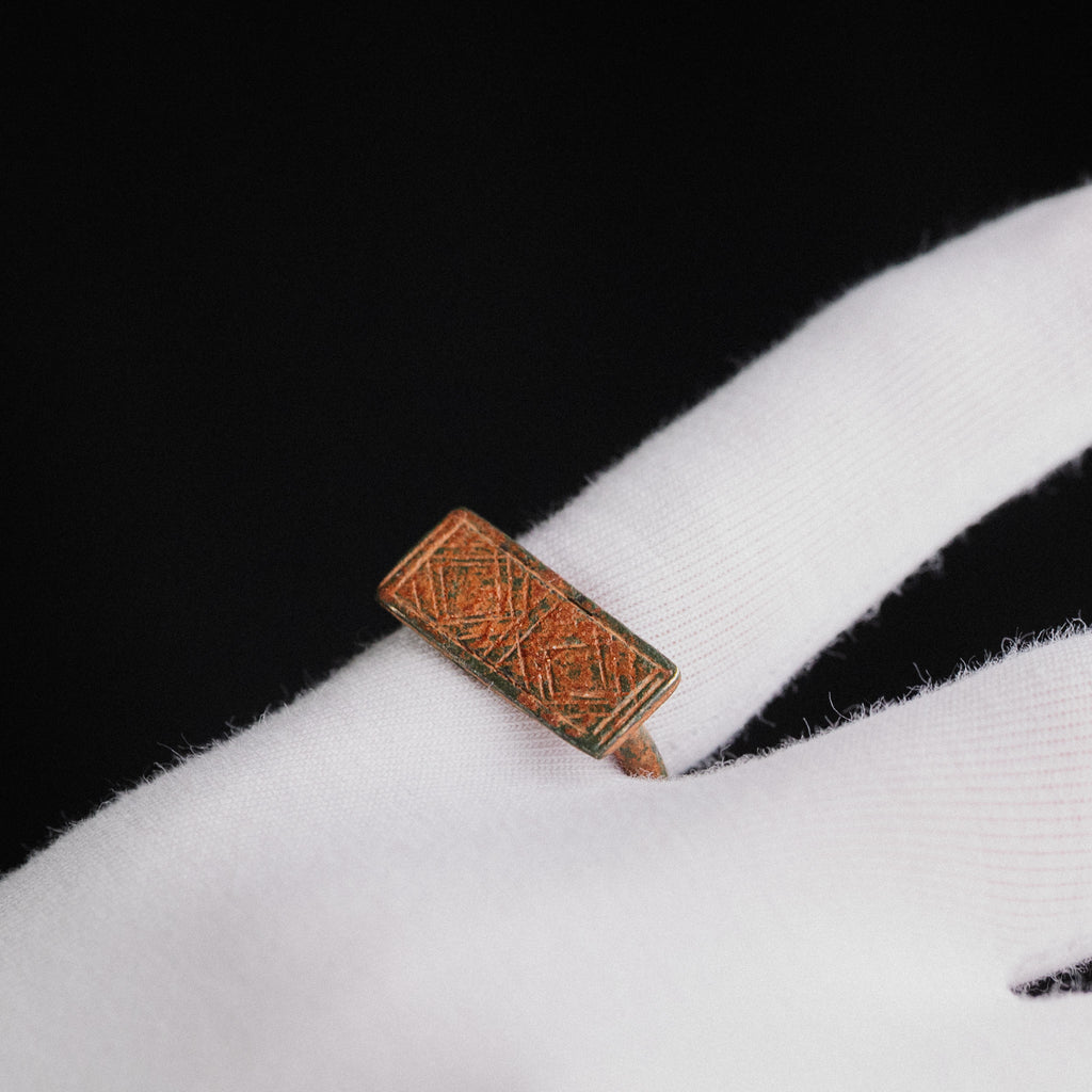 Medieval Bronze Military Seal Ring with Geometric Bezel – “Fortis” (11th–13th CE) – EU 57 / US 8