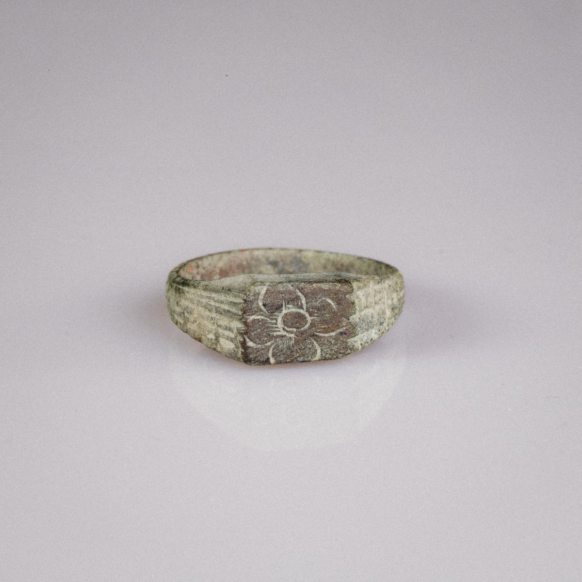 Medieval Bronze Seal Ring 'Florinus' (11th-13th CE) EU 56/US 7.75
