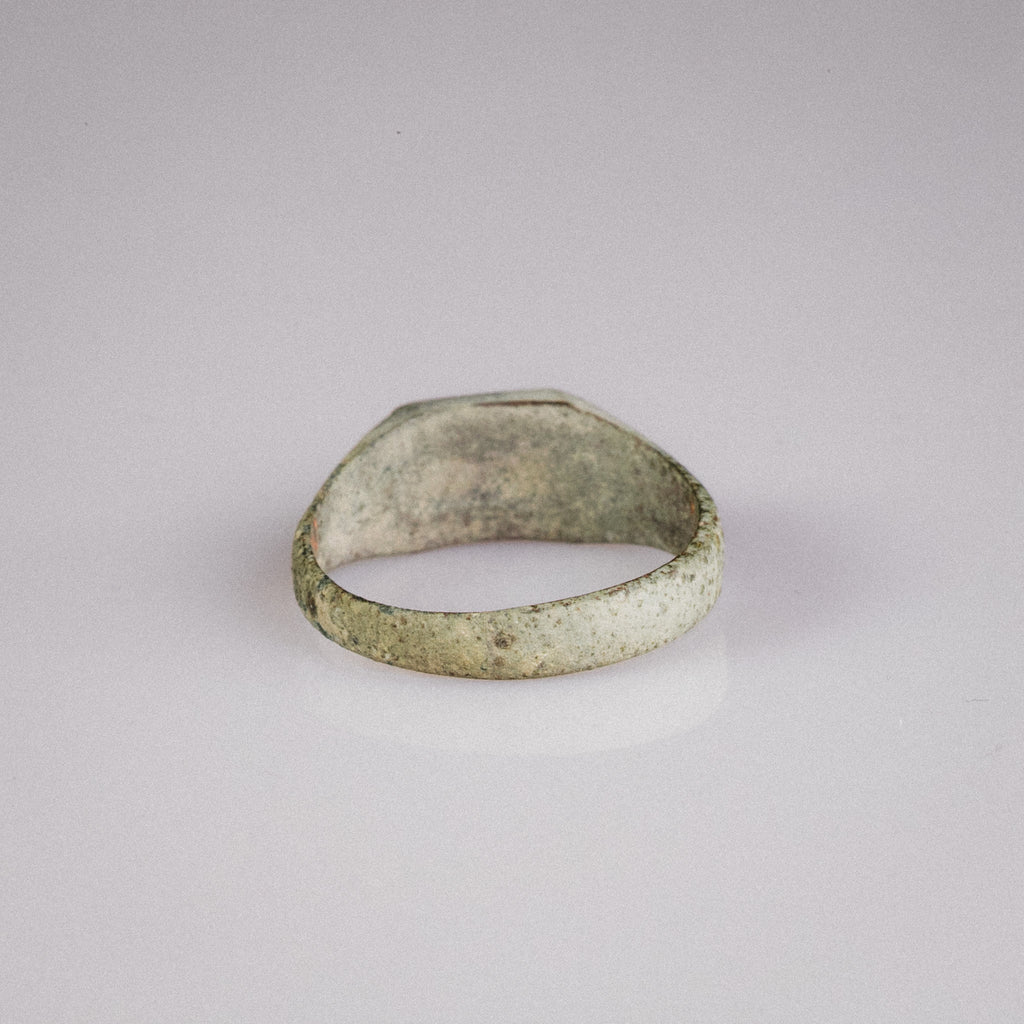 Medieval Bronze Flower Seal Ring – “Florinus” (11th–13th CE) – EU 56 / US 7.75