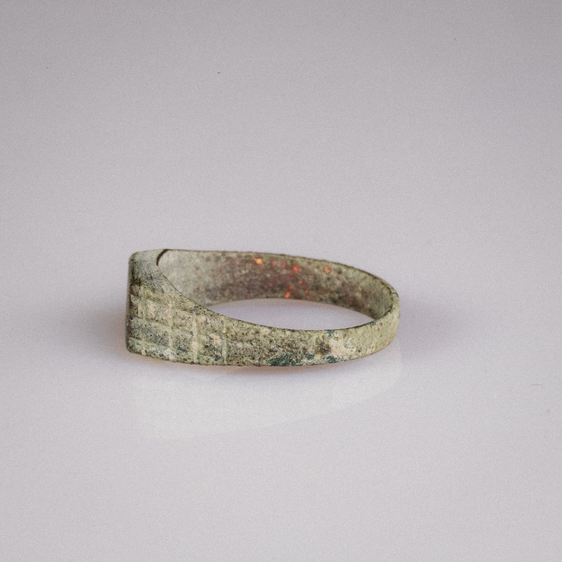 Medieval Bronze Flower Seal Ring – “Florinus” (11th–13th CE) – EU 56 / US 7.75