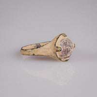 Late Roman to Early Medieval Bronze Ring with Red Glass Cabochon – 'Rubellus' (4th–10th CE)