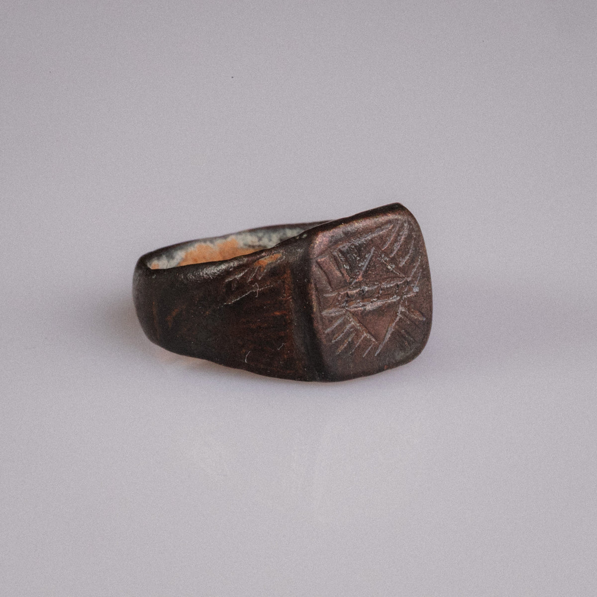 Medieval Bronze Signet Ring 'Intercisus' (9th-13th CE) EU 52/US 6.25
