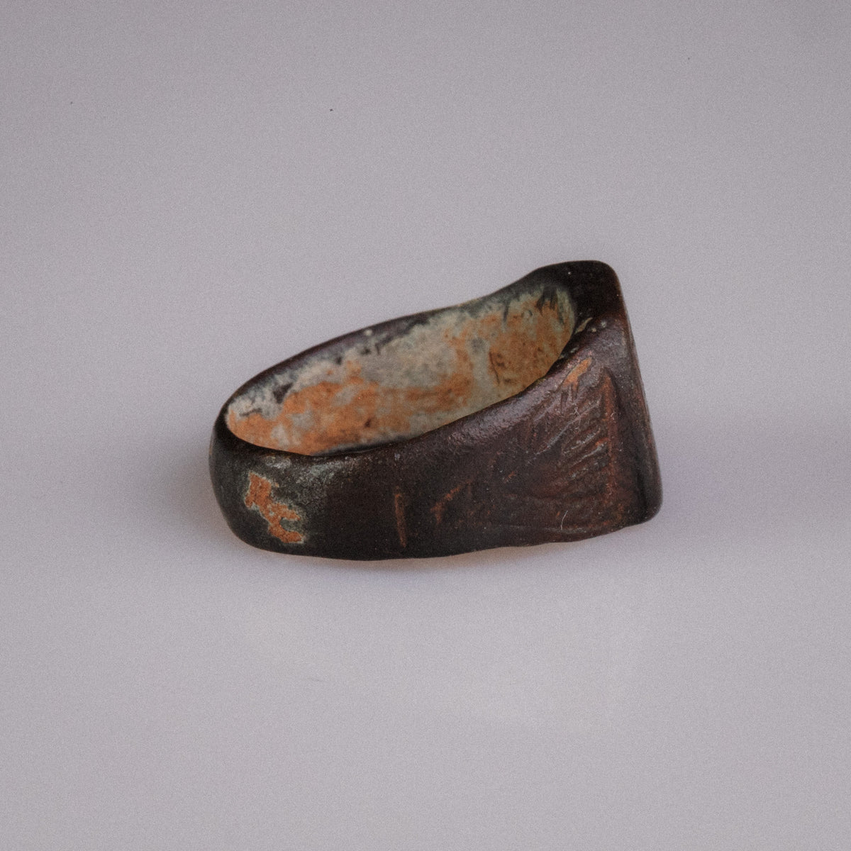 Medieval Bronze Signet Ring 'Intercisus' (9th-13th CE) EU 52/US 6.25