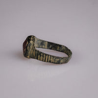 Medieval Bronze Ring with Red Glass Cabochon – 'Carminis' (9th–14th CE) — view 6