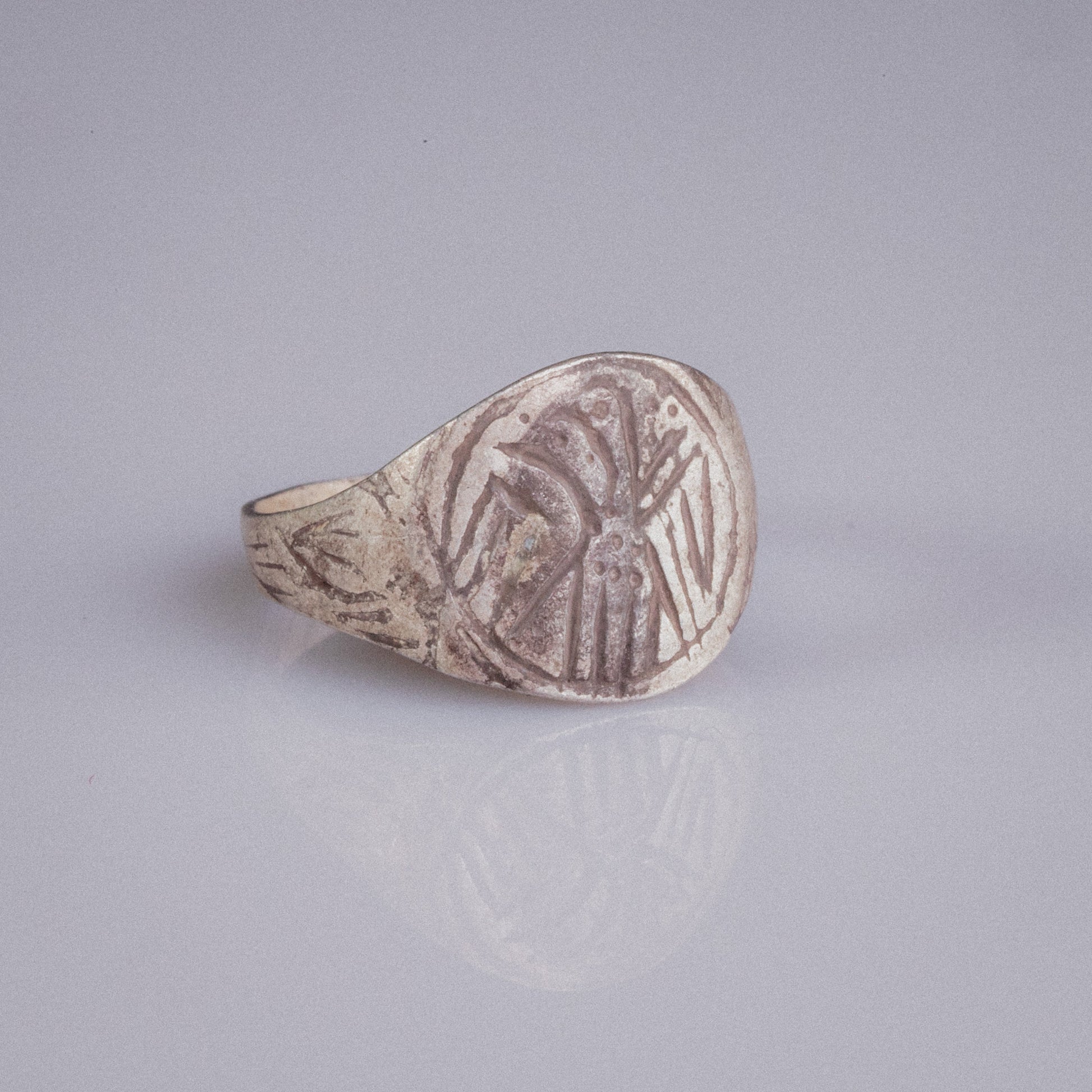 Medieval Silver Signet Ring with Bird Motif – “Aquilinus” (11th–14th CE) – EU 55 / US 7.25