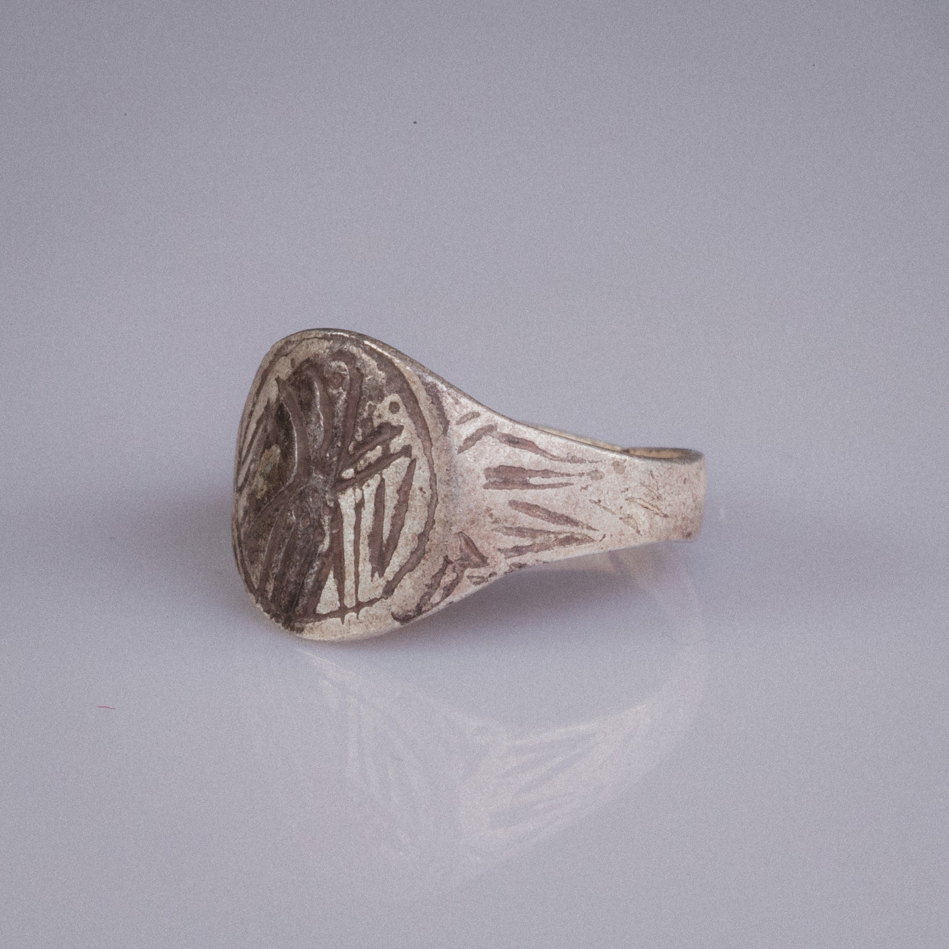 Medieval Silver Signet Ring with Bird Motif – “Aquilinus” (11th–14th CE) – EU 55 / US 7.25