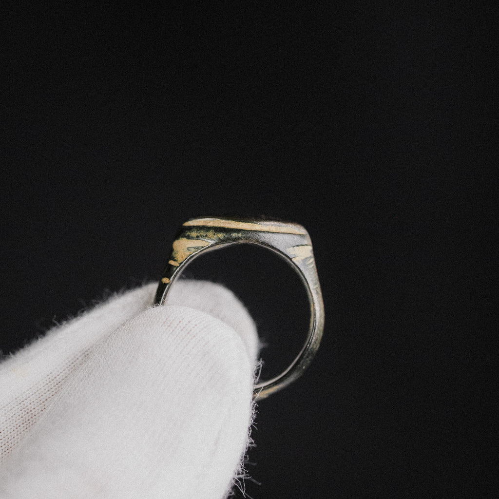 Medieval Bronze Geometric Signet Ring – “Radiatus” – Semi Restored (9th–13th CE) – EU 56 / US 7.75