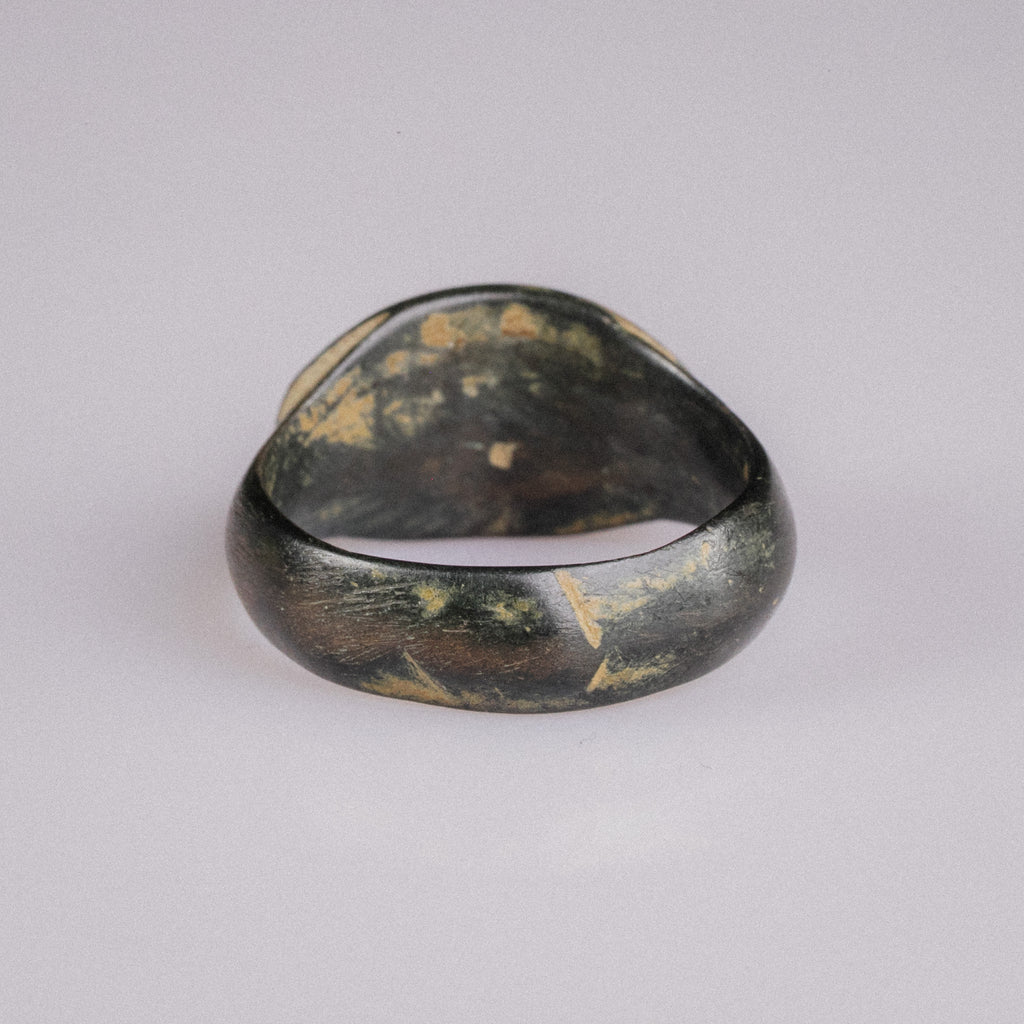 Medieval Bronze Geometric Signet Ring – “Radiatus” – Semi Restored (9th–13th CE) – EU 56 / US 7.75