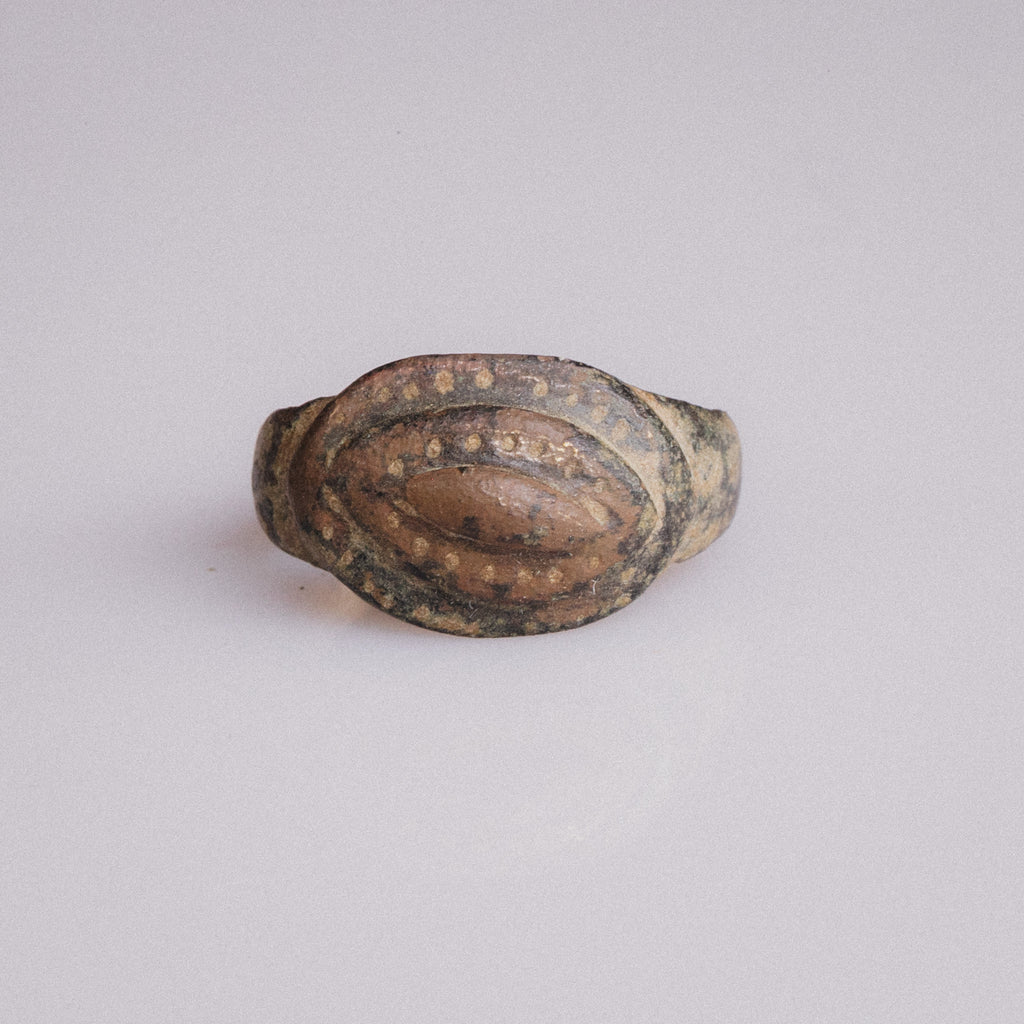 Early Medieval Bronze Ring with Punched Dot Bezel - “Byzantion” (6th–11th CE) – EU 51 / US 5.75