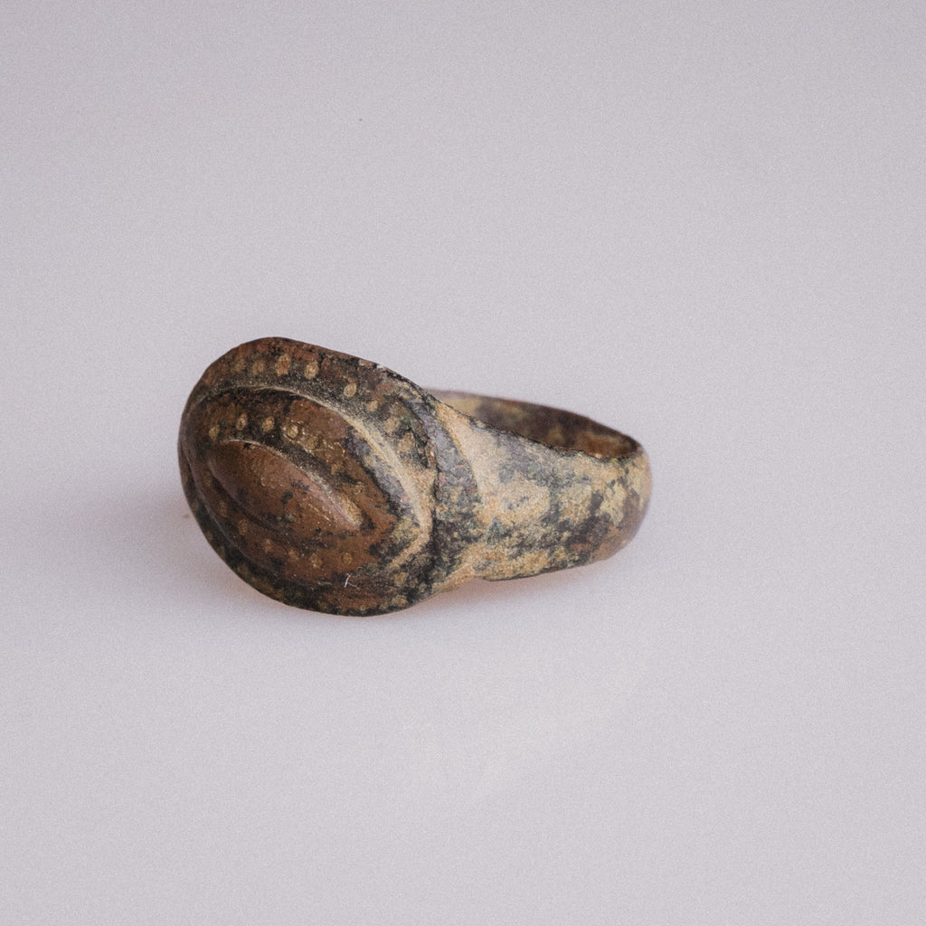 Early Medieval Bronze Ring with Punched Dot Bezel - “Byzantion” (6th–11th CE) – EU 51 / US 5.75