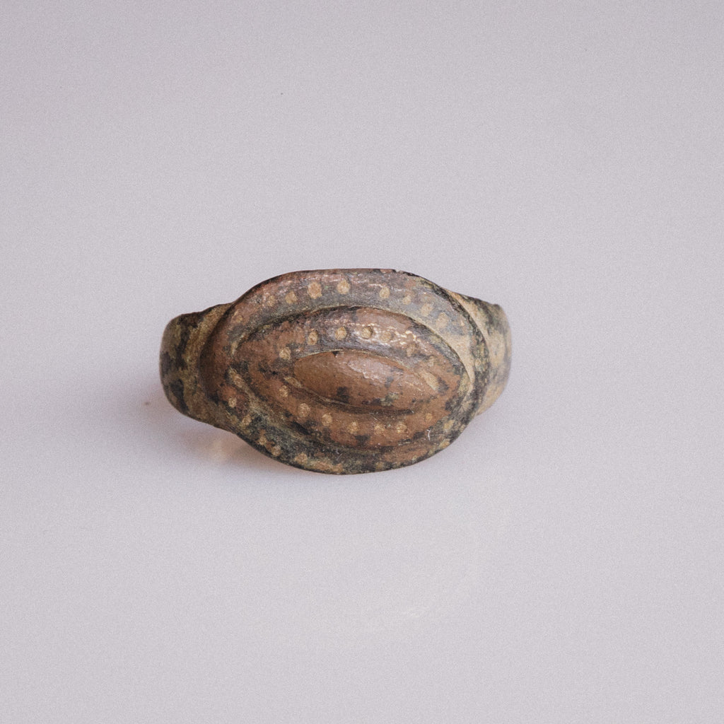 Early Medieval Bronze Ring with Punched Dot Bezel - “Byzantion” (6th–11th CE) – EU 51 / US 5.75