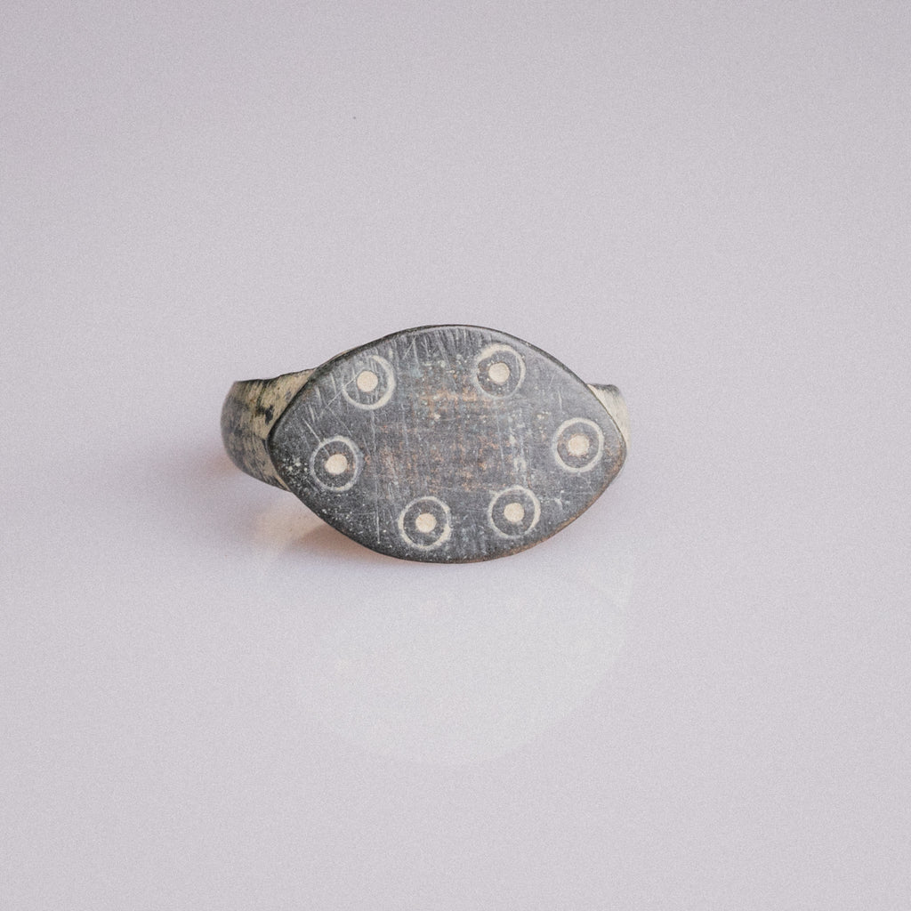 Early Medieval Bronze Apotropaic Ring with Eye Motifs – “Custodia” (8th–11th CE) – EU 51 / US 5.75