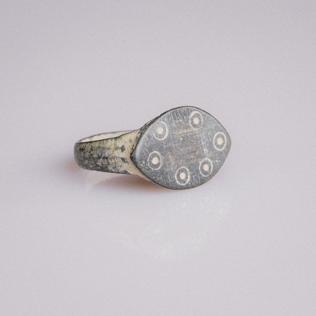 Early Medieval Bronze Apotropaic Ring with Eye Motifs – “Custodia” (8th–11th CE) – EU 51 / US 5.75