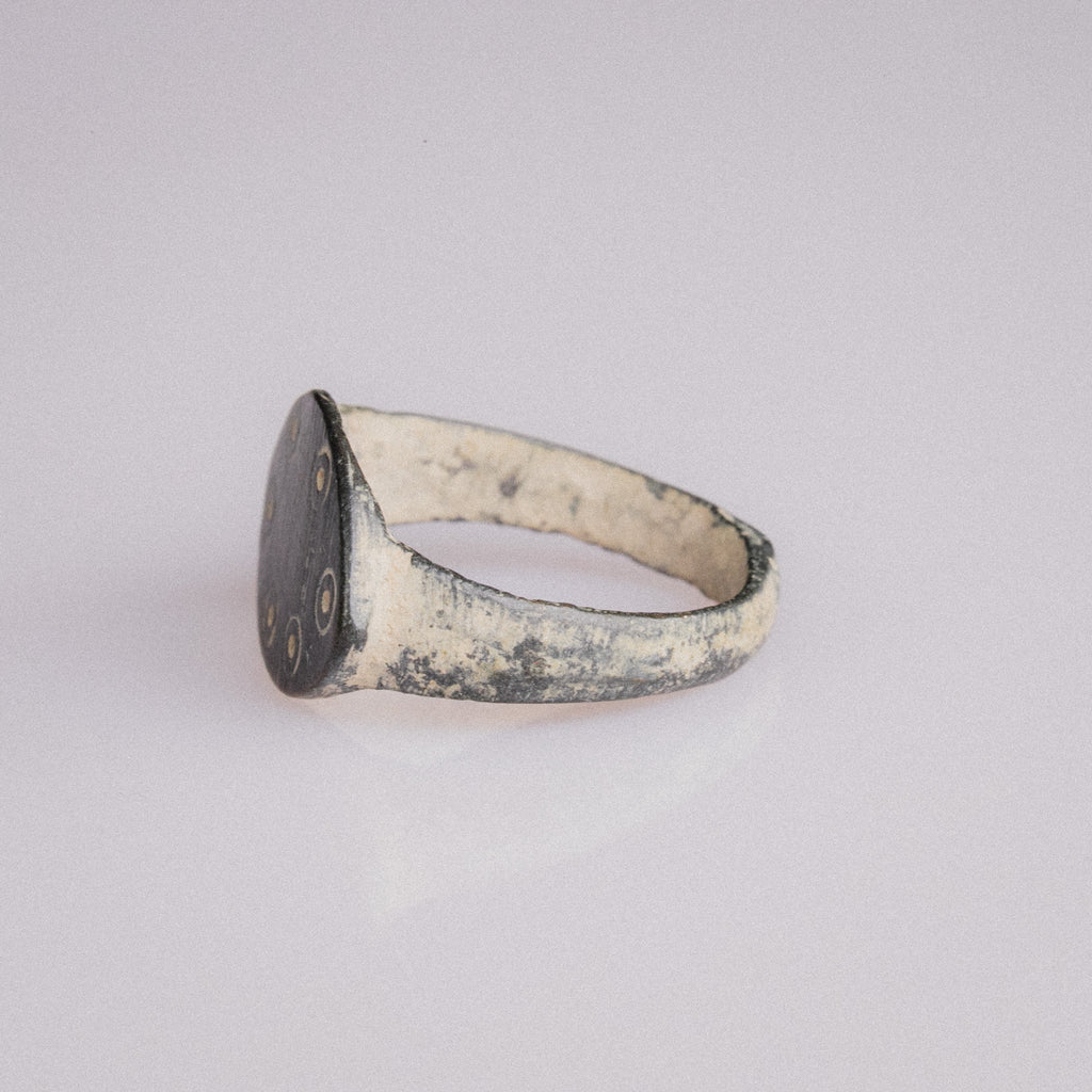 Early Medieval Bronze Apotropaic Ring with Eye Motifs – “Custodia” (8th–11th CE) – EU 51 / US 5.75
