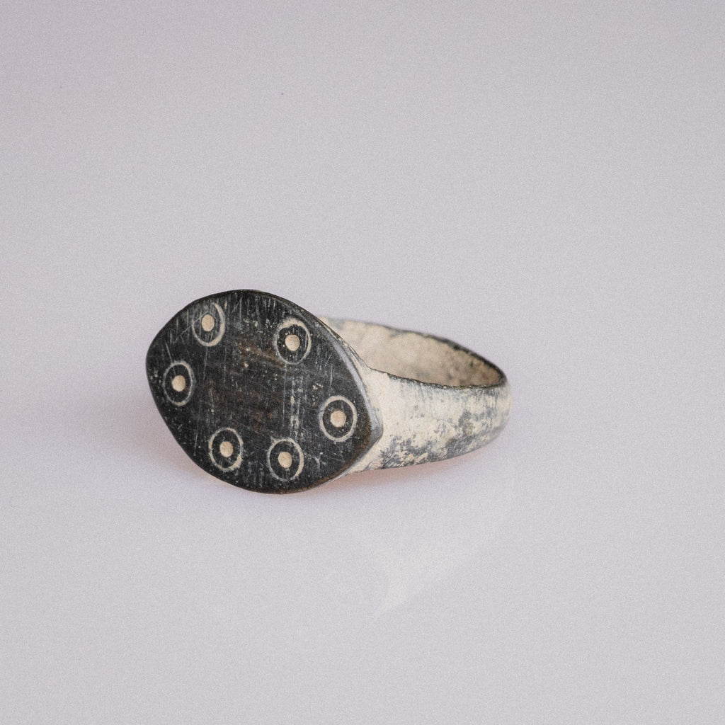 Early Medieval Bronze Apotropaic Ring with Eye Motifs – “Custodia” (8th–11th CE) – EU 51 / US 5.75