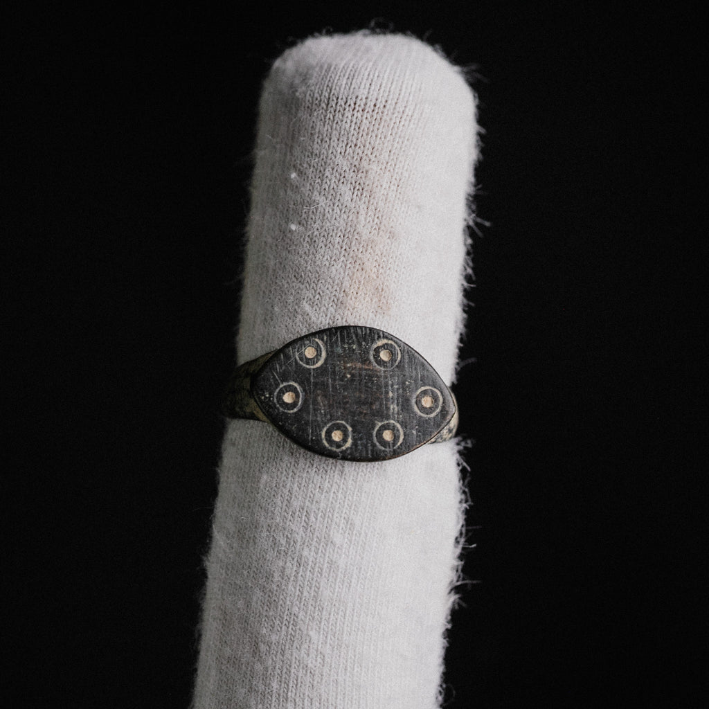 Early Medieval Bronze Apotropaic Ring with Eye Motifs – “Custodia” (8th–11th CE) – EU 51 / US 5.75