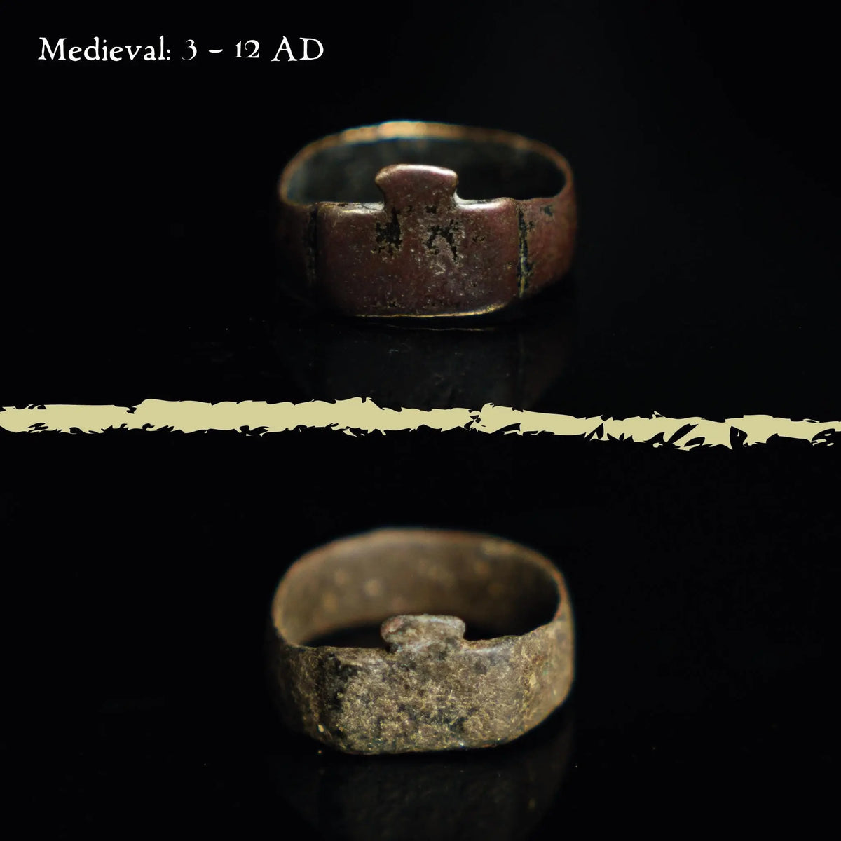 Medieval Bronze Ring 'Crucis' (3rd-12th c. CE) EU 55/US 7