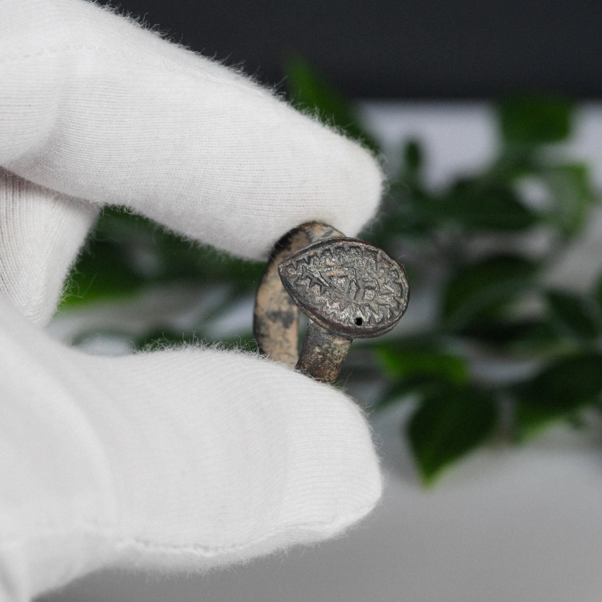 Medieval Bronze Ring 'Solis' (11th-13th c. CE) EU 55/US 7
