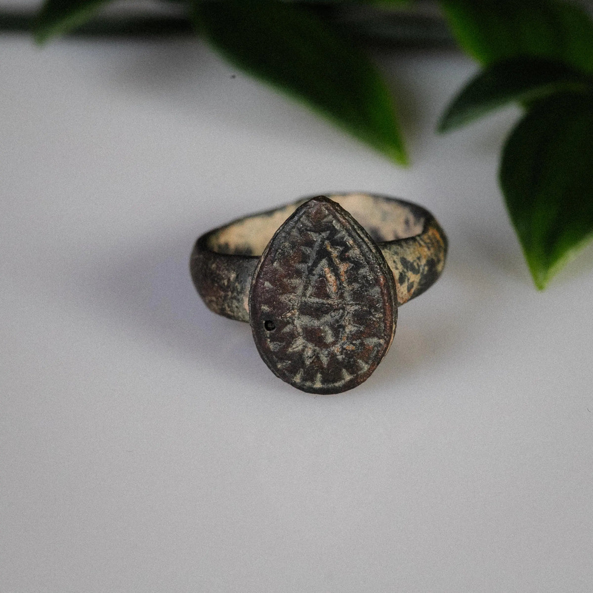 Medieval Bronze Ring 'Solis' (11th-13th c. CE) EU 55/US 7