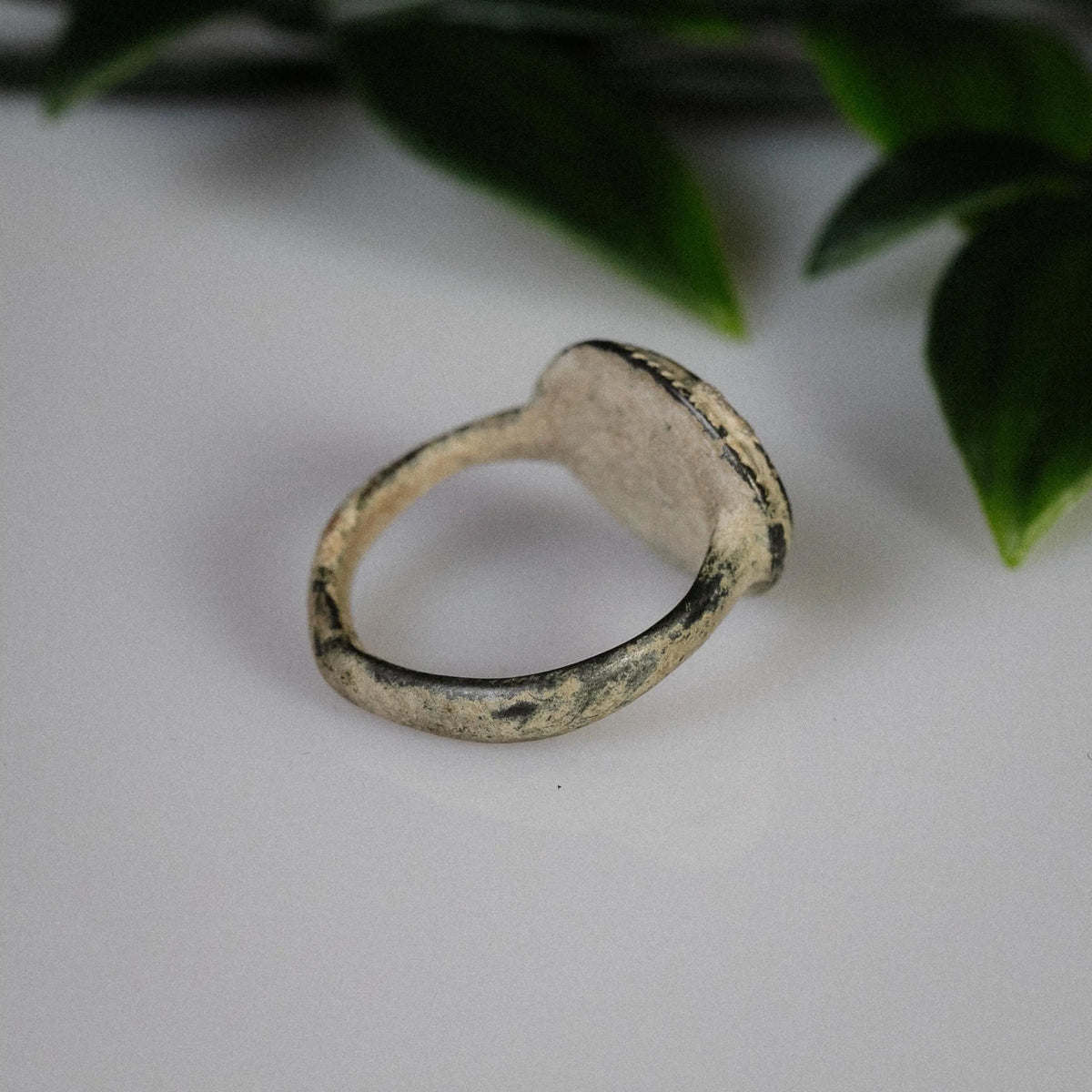 Early Medieval Bronze Ring 'Aegis' (9th-12th c. CE) EU 51/US 6