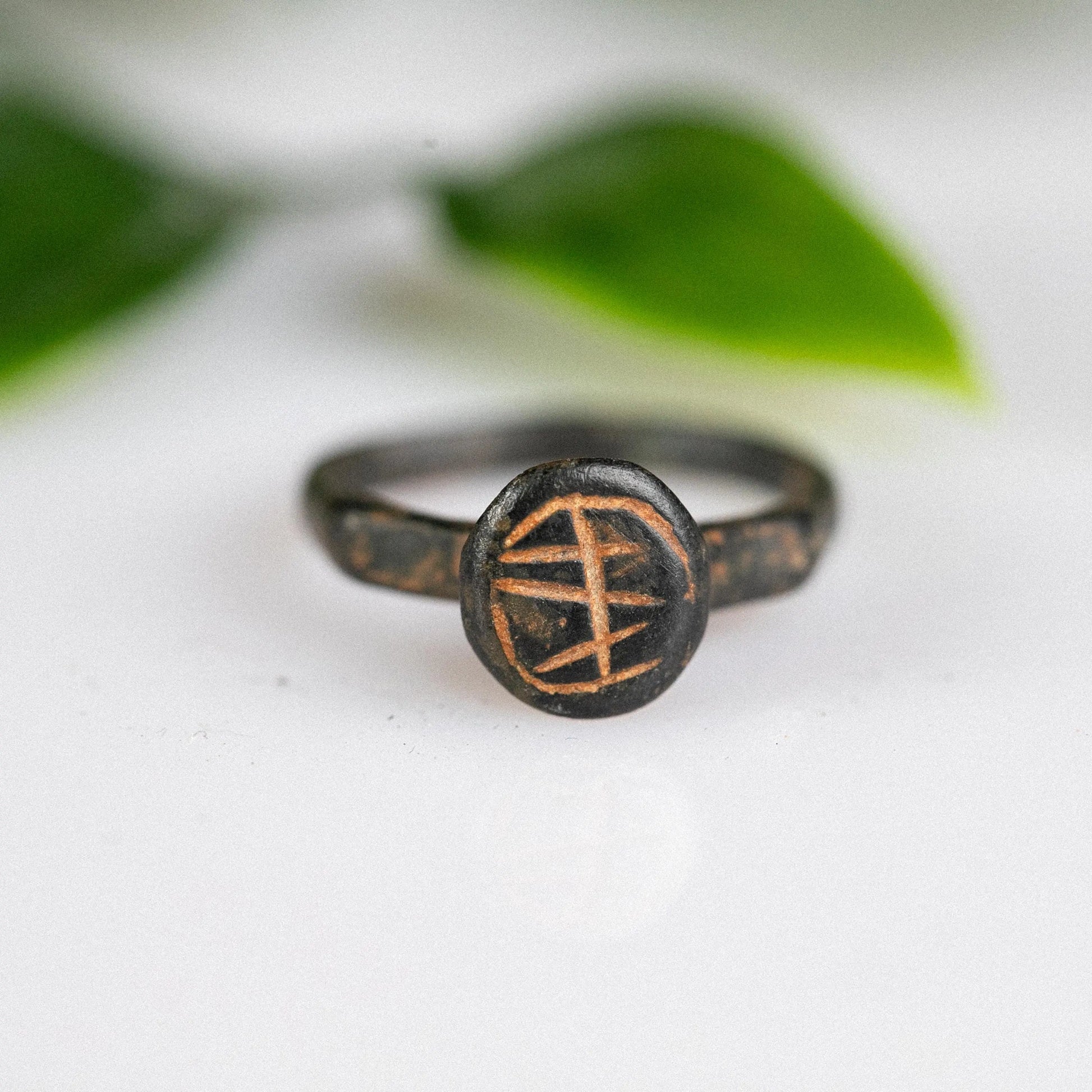 'Florian' - Medieval Bronze Ring (10th–14th C. CE) Monogram, EU 53 / US 6.5 Aurora Antiqua