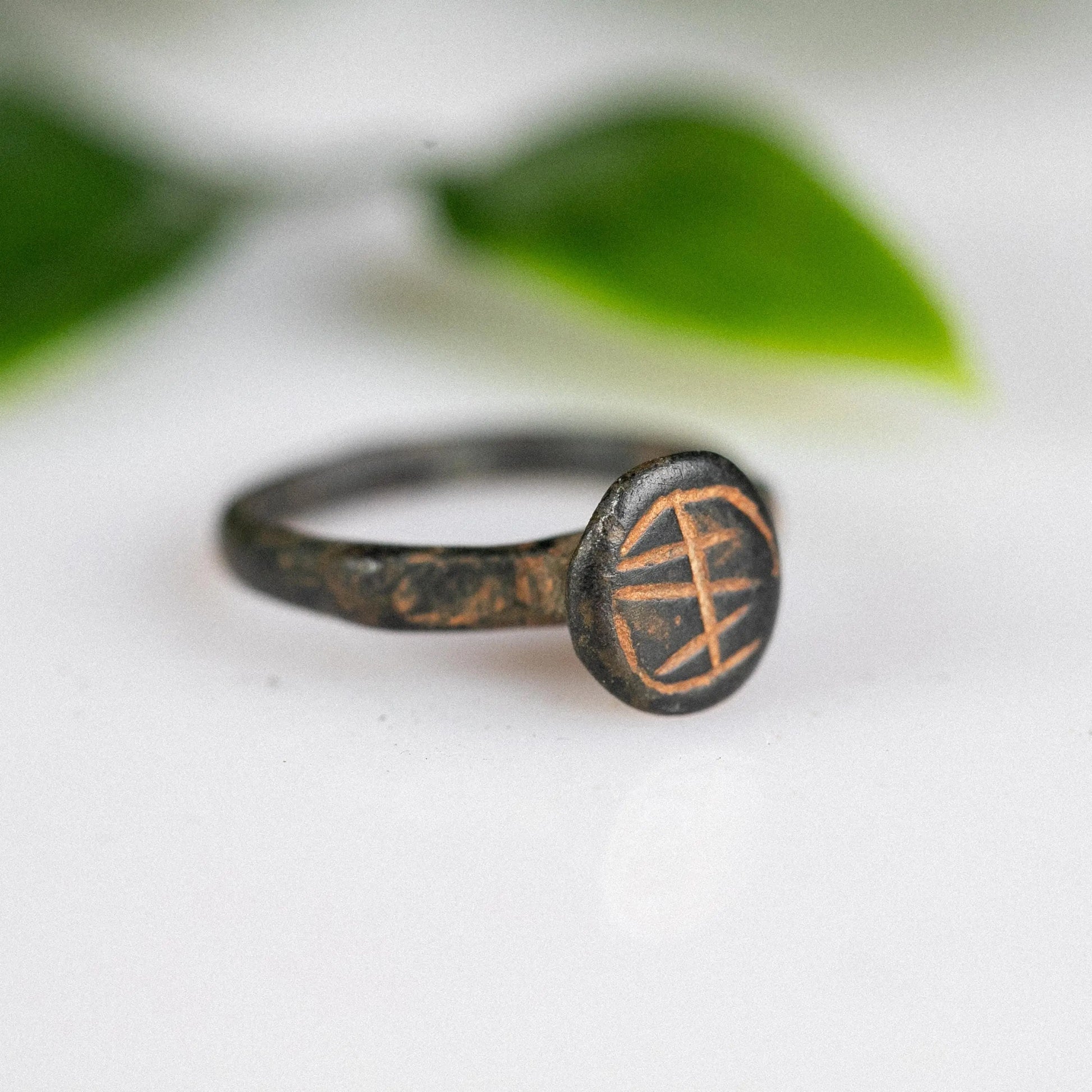 'Florian' - Medieval Bronze Ring (10th–14th C. CE) Monogram, EU 53 / US 6.5 Aurora Antiqua