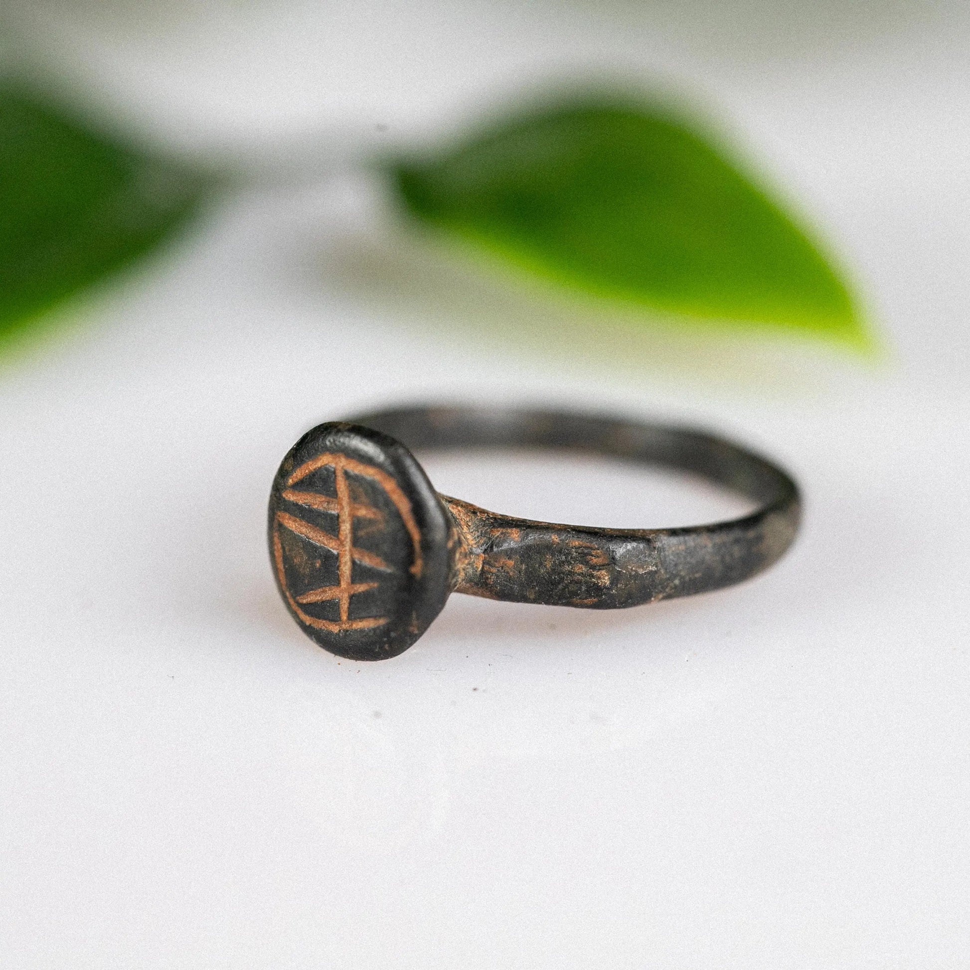 'Florian' - Medieval Bronze Ring (10th–14th C. CE) Monogram, EU 53 / US 6.5 Aurora Antiqua