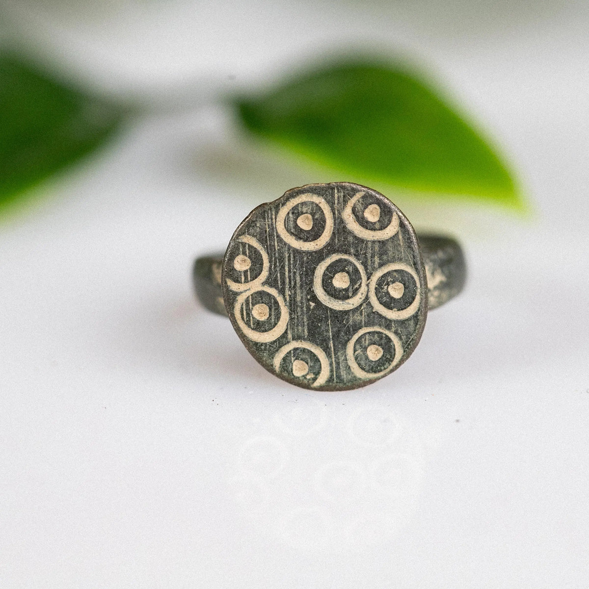 Medieval Bronze Ring 'Celoris' (12th-16th c. CE) EU 49/US 4.75
