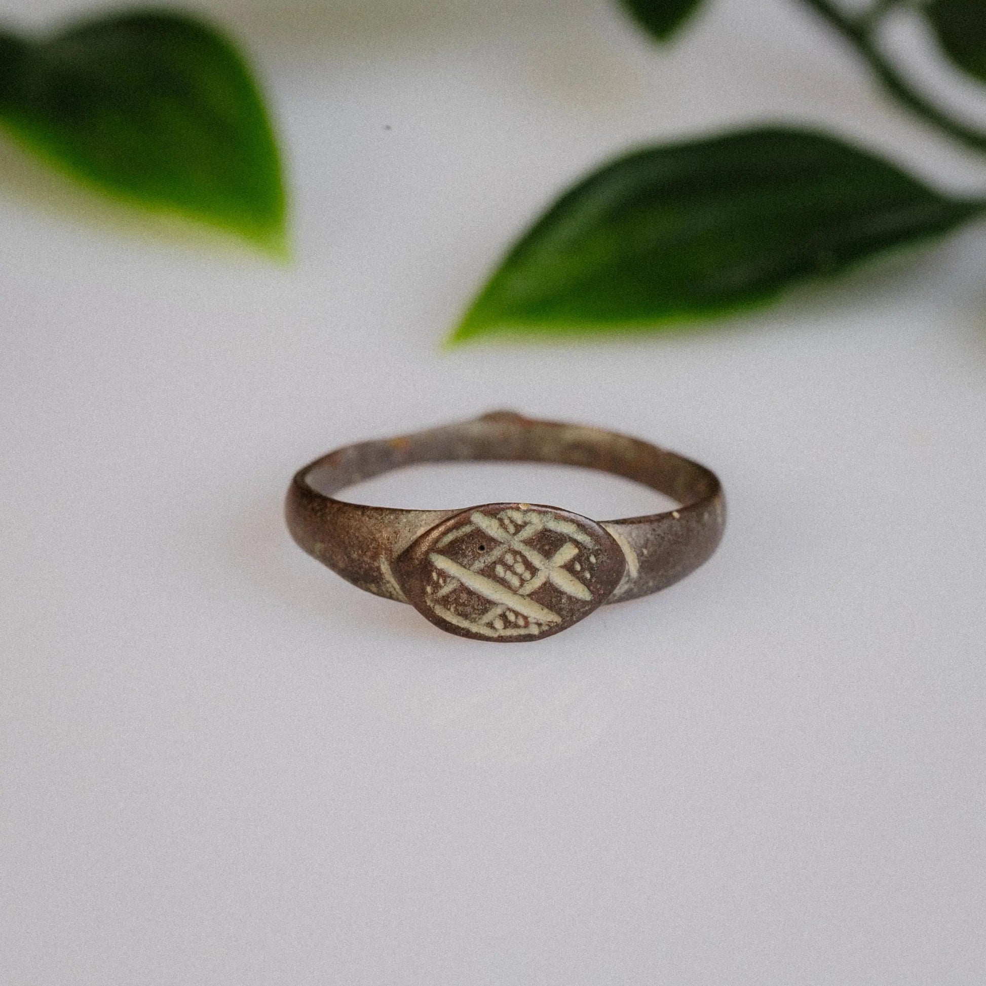 'Valerius' - Medieval Bronze Signet Ring (12th–14th C. CE) – EU 55 / US 7.5 Aurora Antiqua