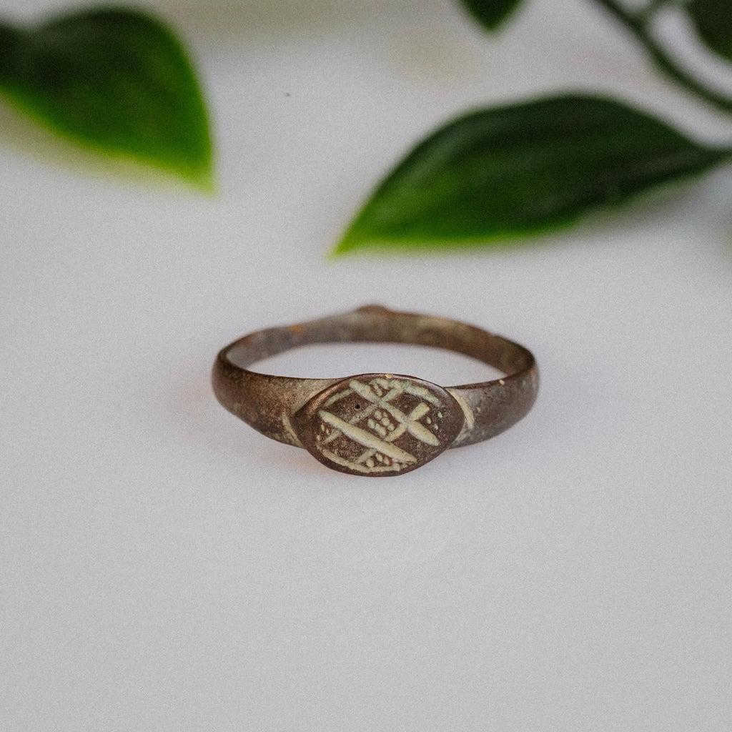 'Valerius' - Medieval Bronze Signet Ring (12th–14th C. CE) – EU 55 / US 7.5 Aurora Antiqua