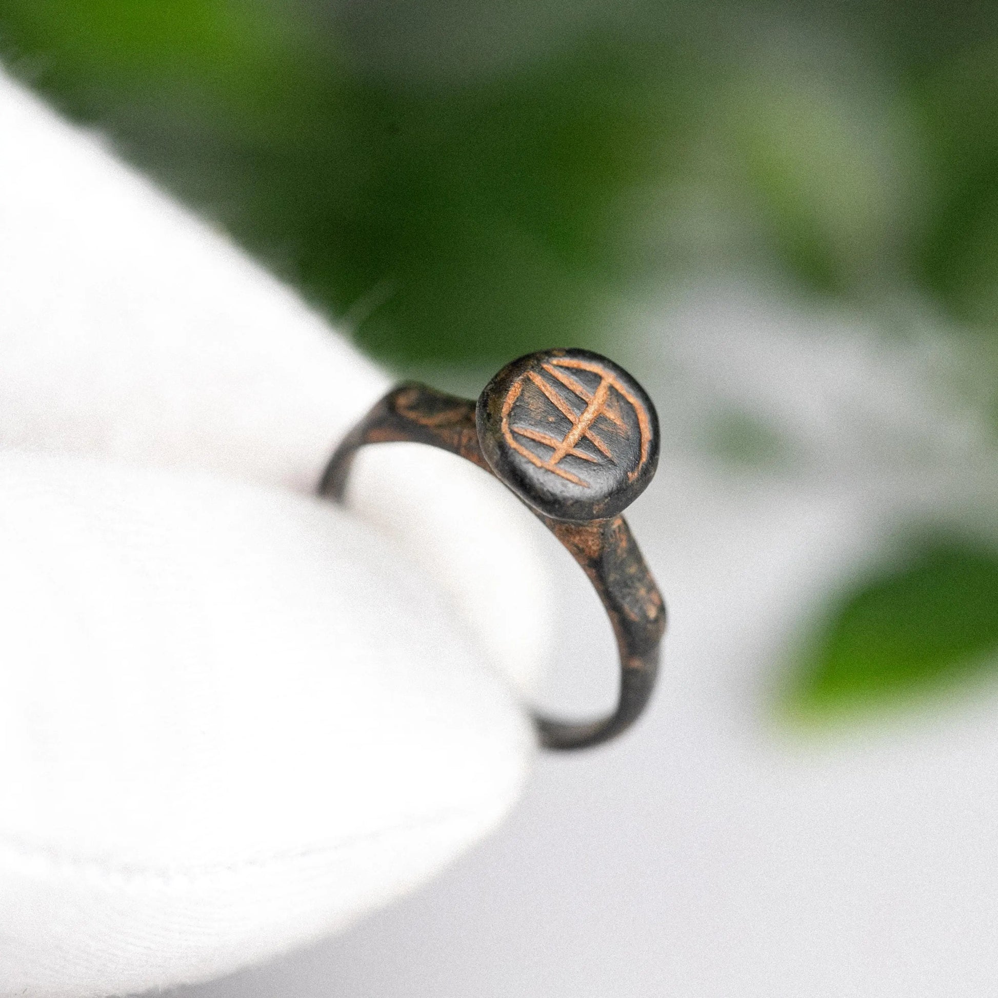 'Florian' - Medieval Bronze Ring (10th–14th C. CE) Monogram, EU 53 / US 6.5 Aurora Antiqua