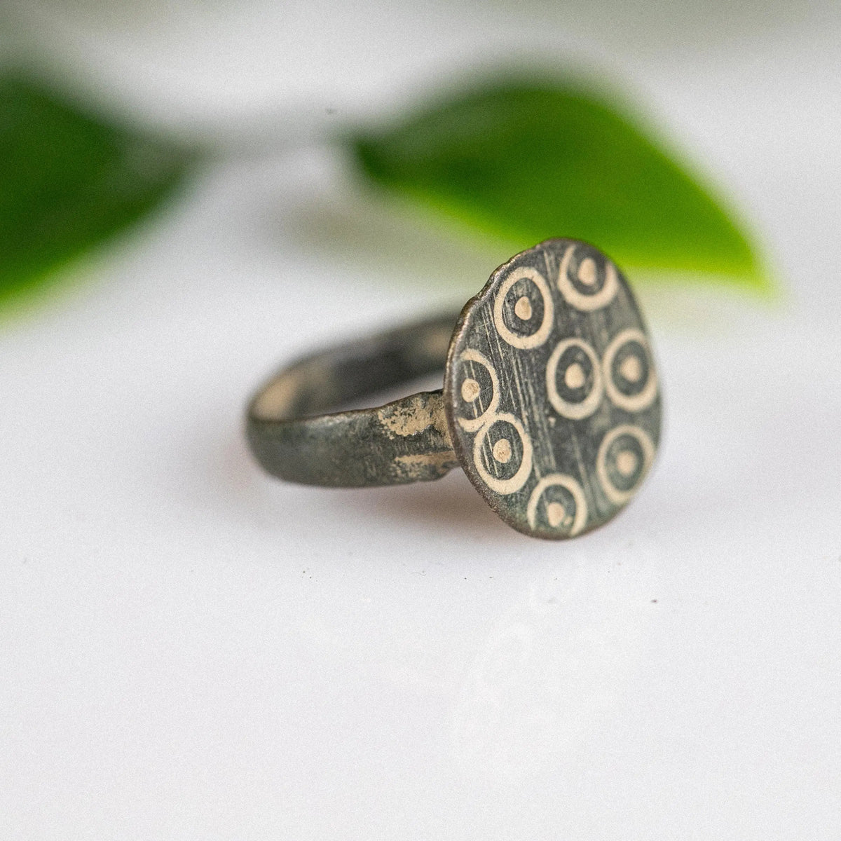 Medieval Bronze Ring 'Celoris' (12th-16th c. CE) EU 49/US 4.75